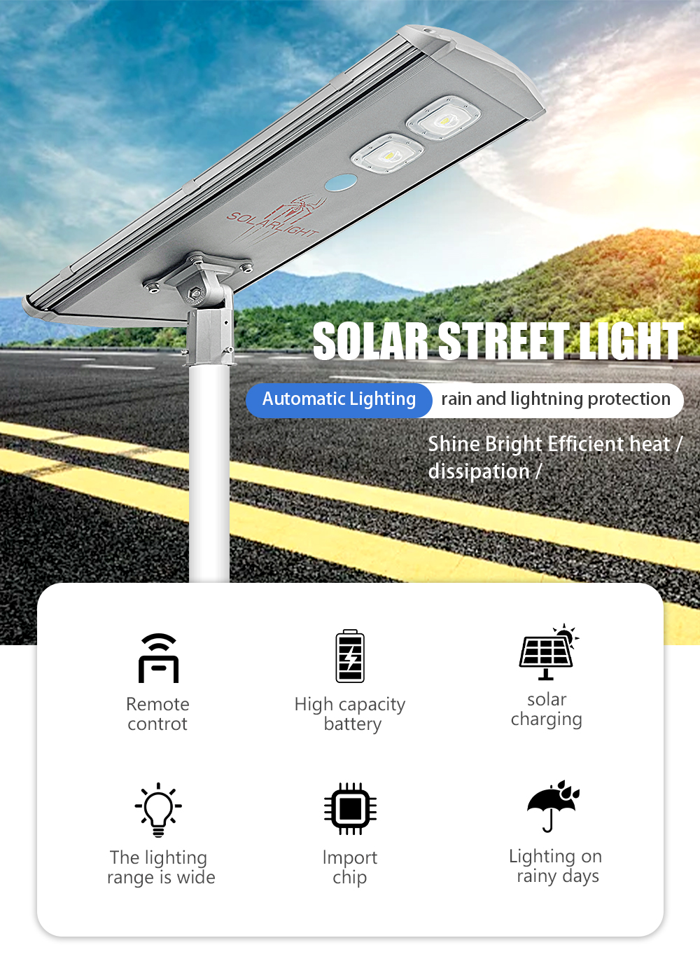 custom logo Integrated 70W Solar Street Light